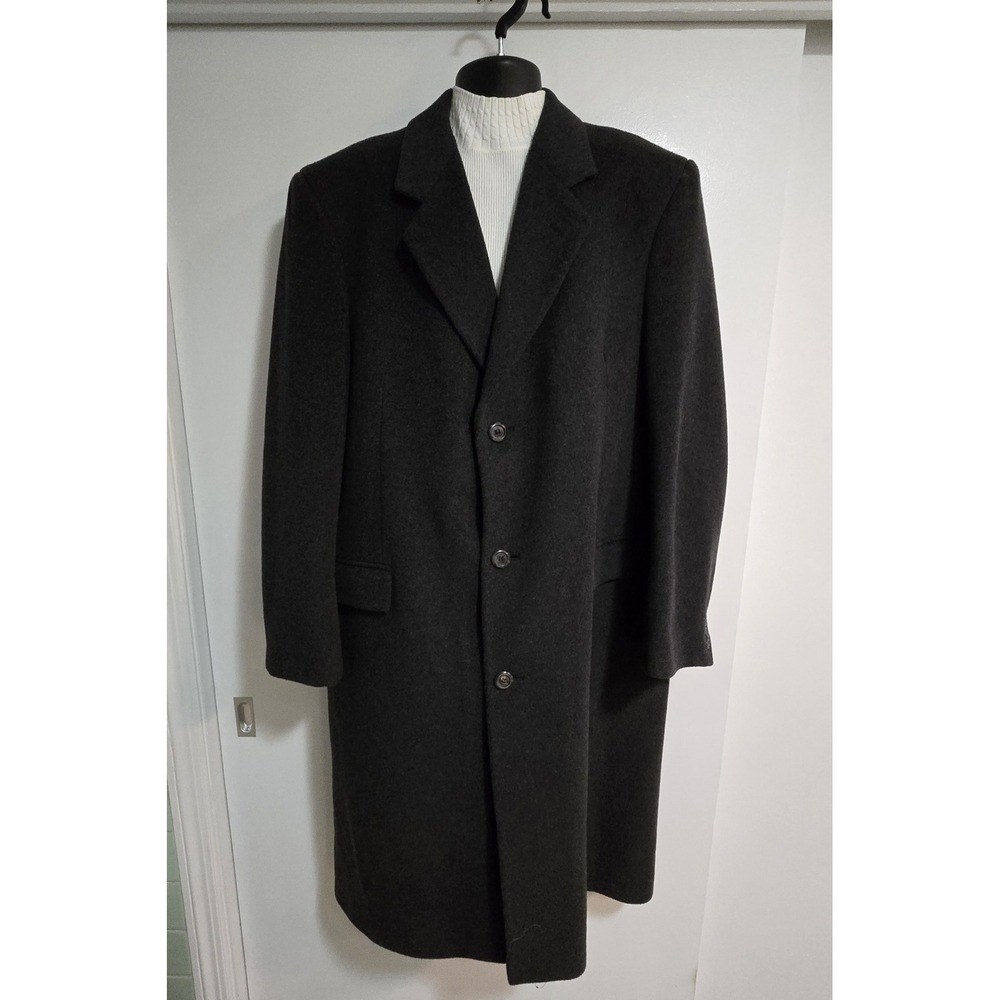 Silver Cloud Mens L (44) Deep Gray Rich Cashmere Wool Blend Lined Overcoat Italy